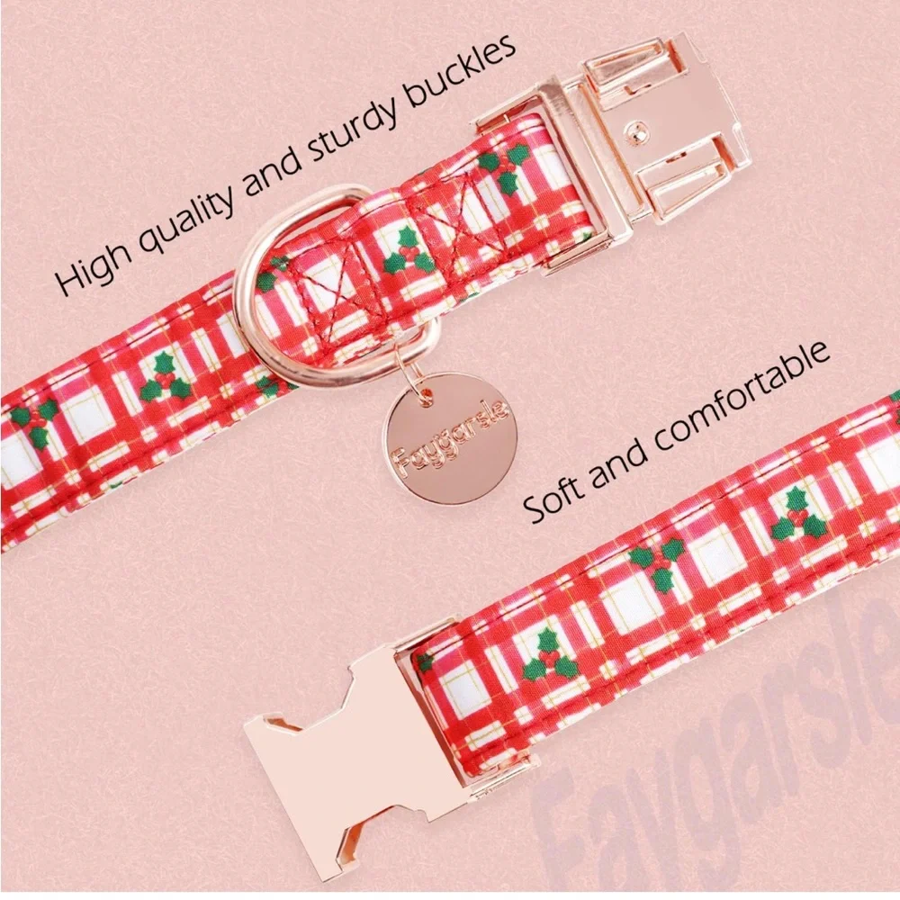 NEW Faygarsle Christmas Red Plaid Pattern Dog Collar- small